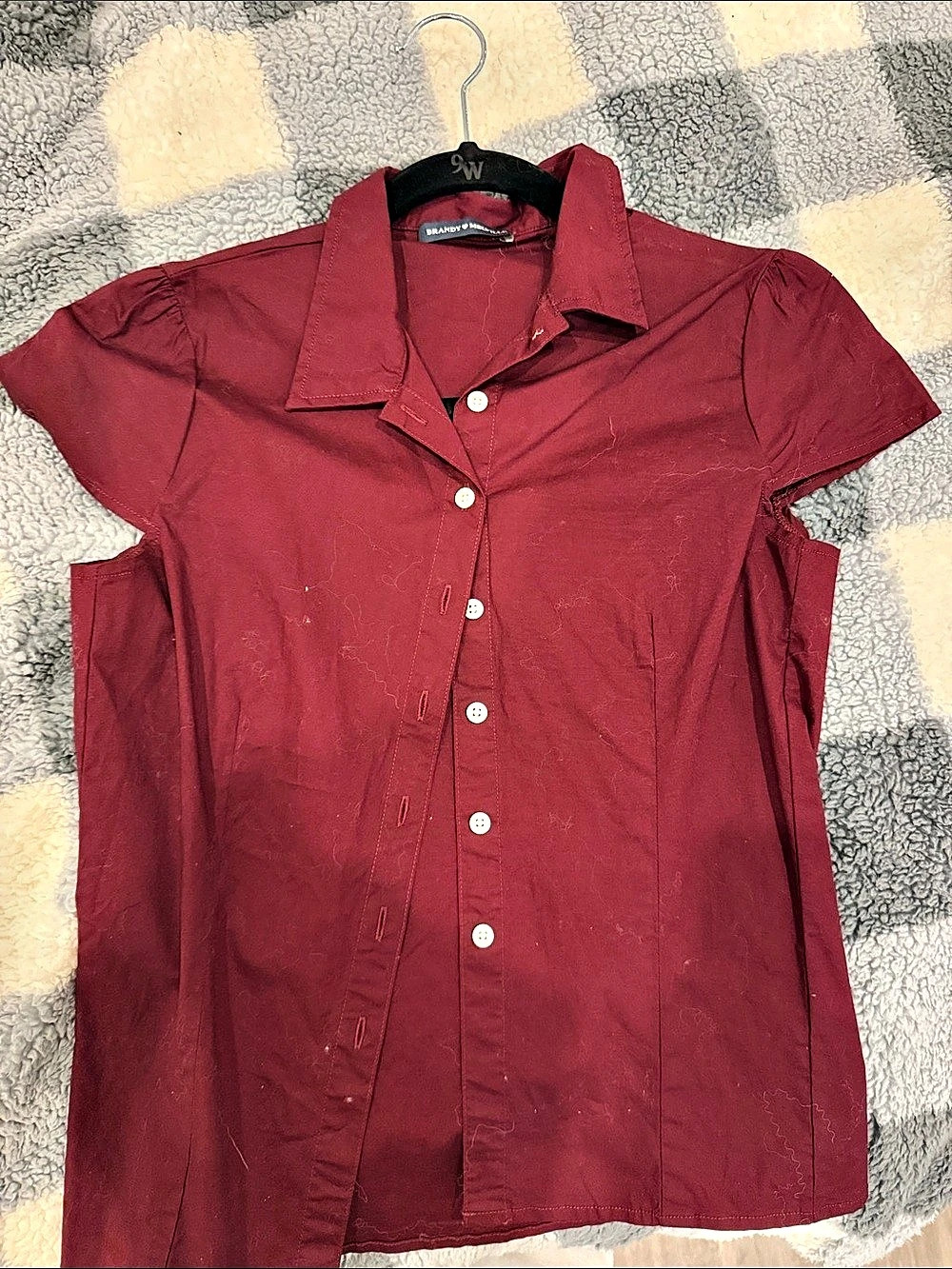 Brandy Melville Button Front Collared Top in Red